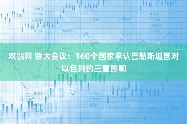 双融网 联大会议：160个国家承认巴勒斯坦国对以色列的三重影响